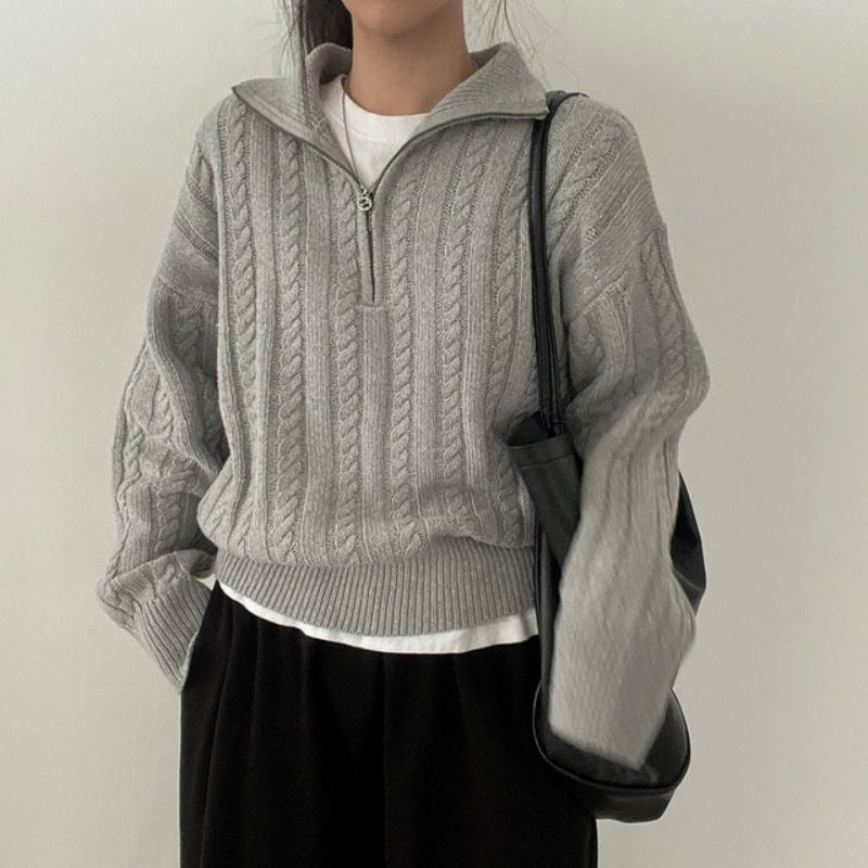 Pullover zippé à manches longues