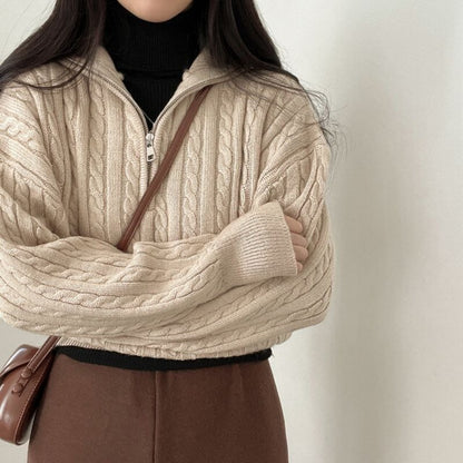 Pullover zippé à manches longues