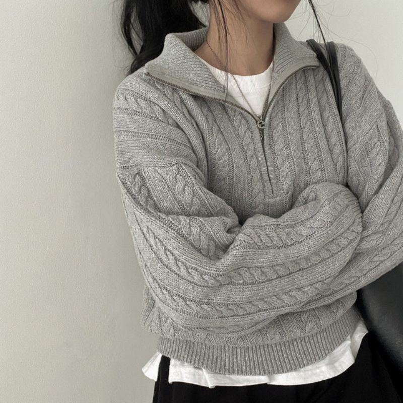 Pullover zippé à manches longues